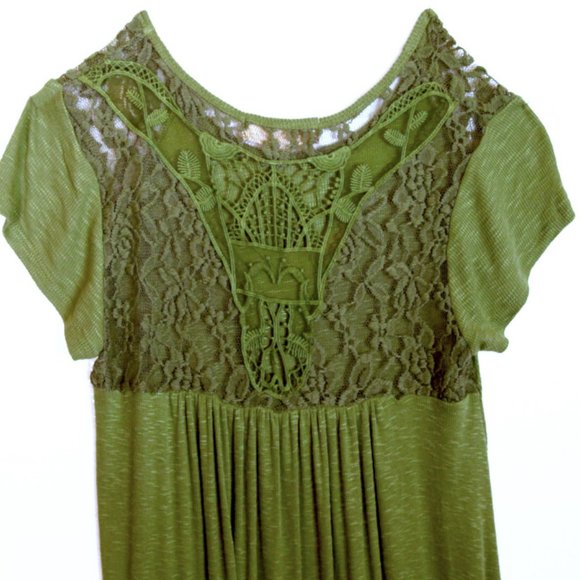 Hippy Rose Bohemian Green Flowy Lacy Top  Size S Willow Bough - Picture 4 of 5